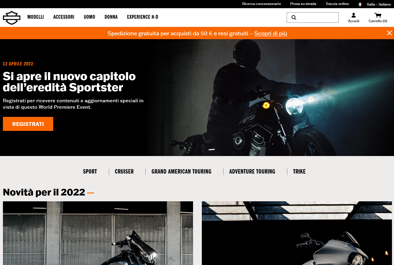 Harley Davidson Sito web Italia